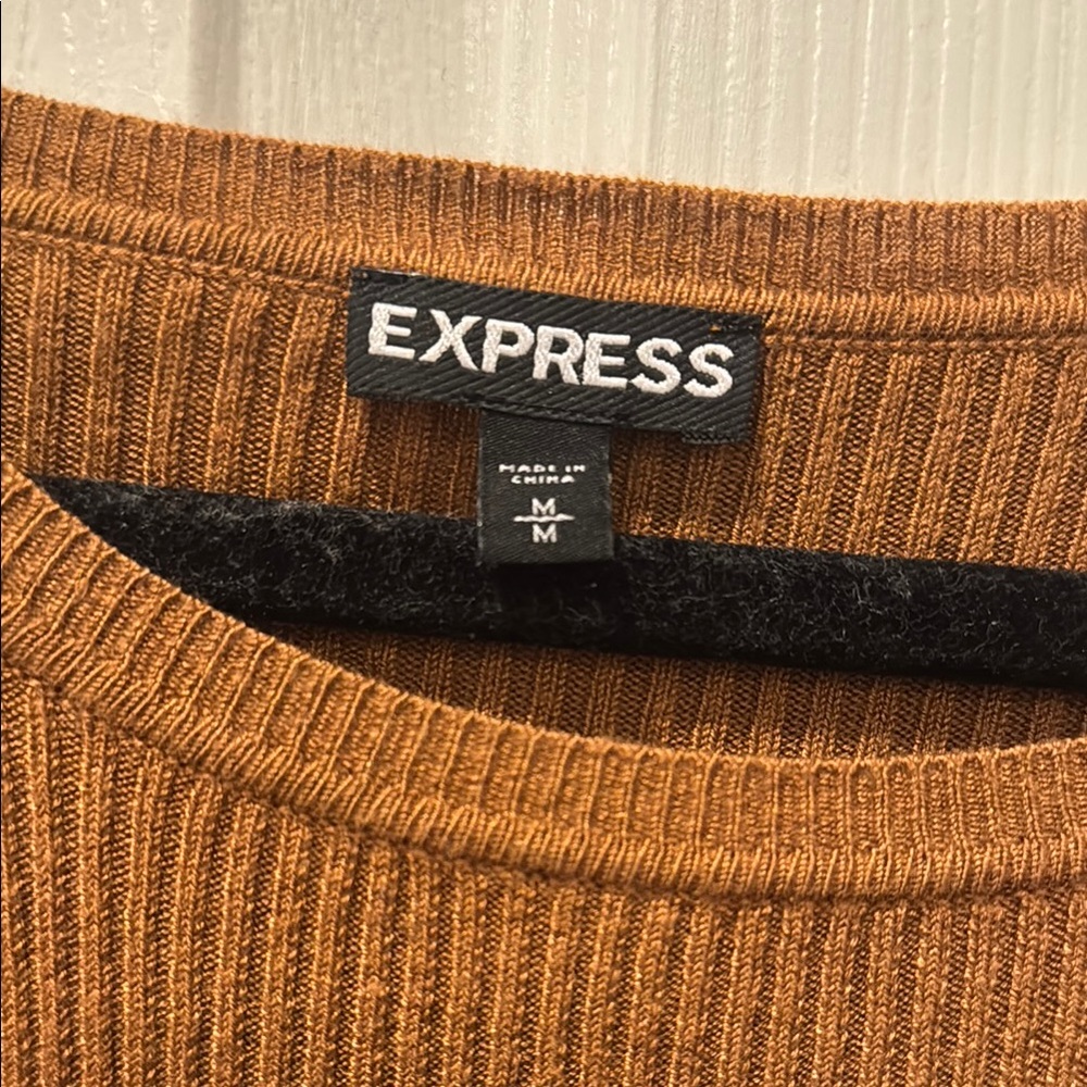 Express Tan Ribbed Knit Top - Picture 2 of 2